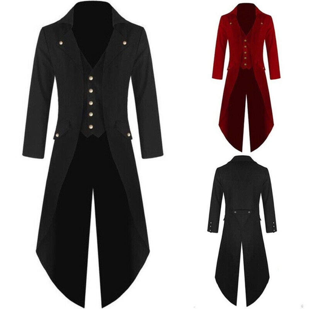 Black Victorian Goth Steampunk Costume Tails Coat